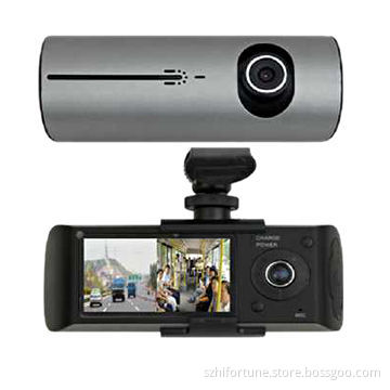 2.7-inch dual lens vehicle camera car DVR with G-sensor and GPS navigation